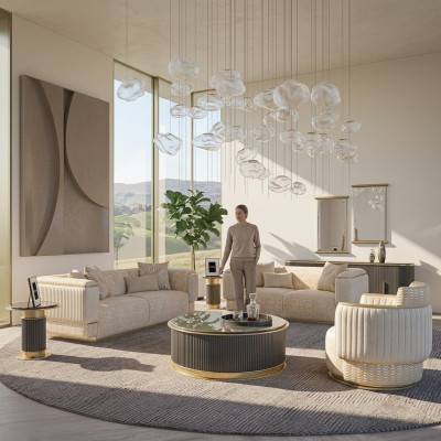 Sofa Komplett 3 tlg Wohnzimmer Design Dreisitzer Sofagarnitur Zweisitzer Couch