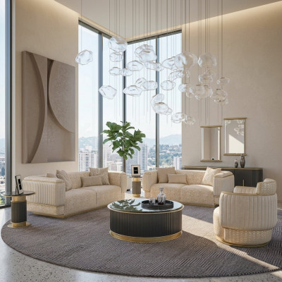 Sofa Komplett 3 tlg Wohnzimmer Design Dreisitzer Sofagarnitur Zweisitzer Couch