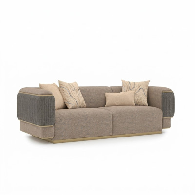 Grau Dreisitzer Sofa Luxus Design Polstermöbel Modern Wohnzimmer Sofas Couch