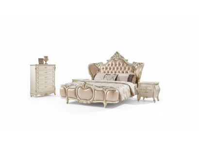 klassische Möbel Schlafzimmer Set Bett 2x Nachttische Kommode Luxus Set 4tlg