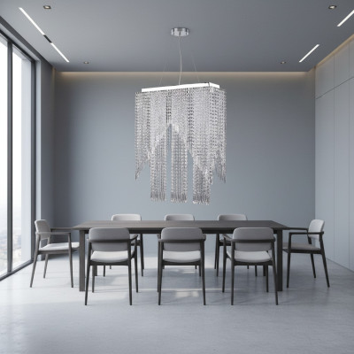 Kronleuchter Pendelleuchte glänzendes Chrome neu Wohnzimmer Kronleuchter