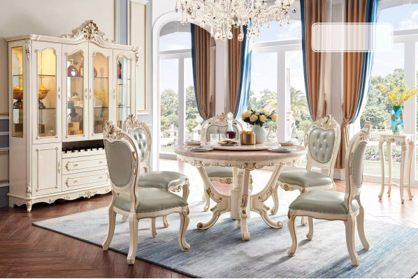 Esszimmer Set 7tlg Holz klassische Möbel Esstisch + 6x Stühle Luxus