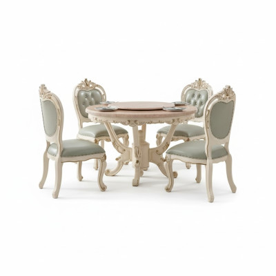 Esszimmer Set 7tlg Holz klassische Möbel Esstisch + 6x Stühle Luxus
