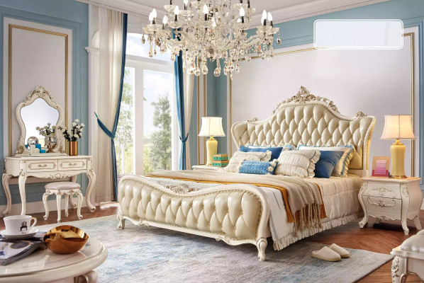 Schlafzimmer Set klassisch Möbel Schminktisch mit Spiegel Hocker 2tlg