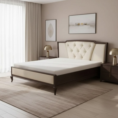Bett aus Holz Chesterfield Betten Doppelbett im Schlafzimmer Samt Textil