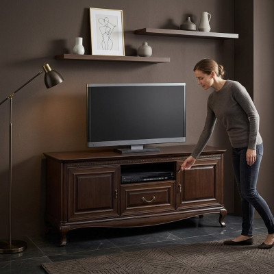 TV Staender Massivholz Fernseher Ständer braun Schrank Möbel
