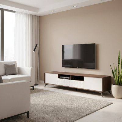 TV Schrank Moderner weißer Luxus Fernseher Ständer Kommode Wohnwand rtv