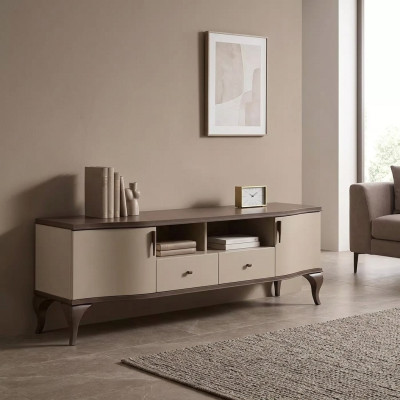 Wohnzimmer Möbel Wohnwand tv Ständer Wandregal Holz beige Modern Sideboard