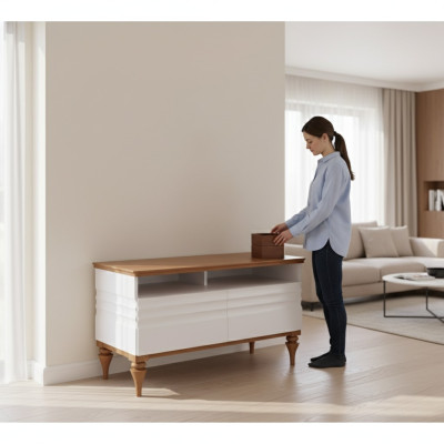 Wohnwand rtv Sideboard tv Ständer Lowboard Wohnwände Holz Weiß