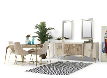 Luxus Esstisch Esszimmer Tisch für 4 Personen Stühle SIdeboard Modern