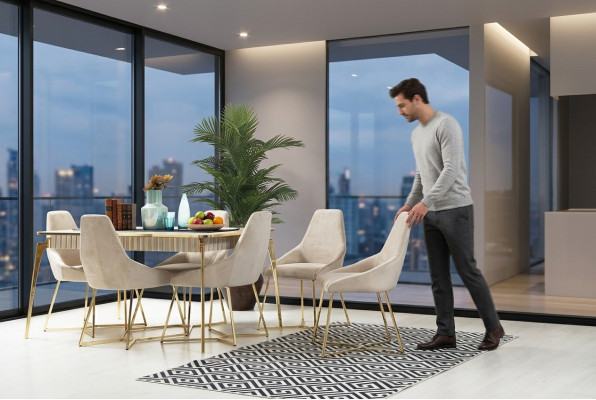 Goldenes Esszimmer Set Luxus Garnitur Esstisch mit Stühlen Designer Möbel