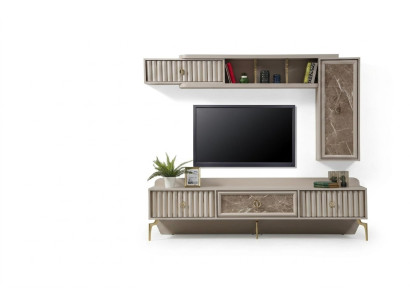 Designer Moderne Wohnwand Luxus Holz Regale Wohnzimmer Möbel Stilvoll