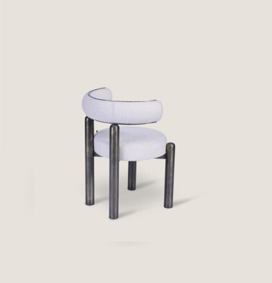 Designer Weißer Stuhl Esszimmer Stühle Polster Textil Einsitzer Metalfüße