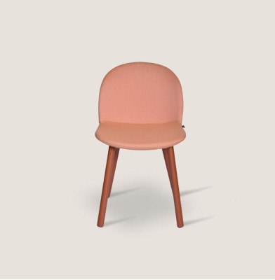 Hell Oranger Polsterstuhl mit Holzfüßen Designer Stühle Esszimmer Möbel
