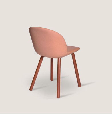 Hell Oranger Polsterstuhl mit Holzfüßen Designer Stühle Esszimmer Möbel