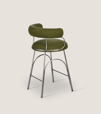 Olivengrüner Barhocker Luxus Lehnstuhl Designer Sessel Polster Möbel