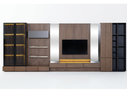 Wohnzimmer Wohnwand rtv Lowboard Holz Braun Möbel Fernseh Neu xxl 530cm