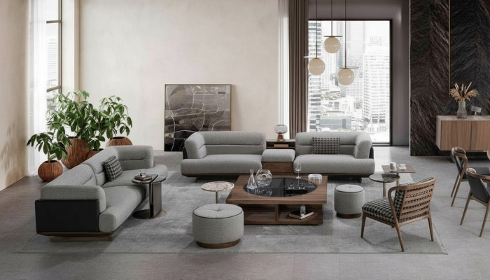 Luxus Wohnzimmer Set Sofa mit Sessel Modernen Design Sofagarnitur 6tlg