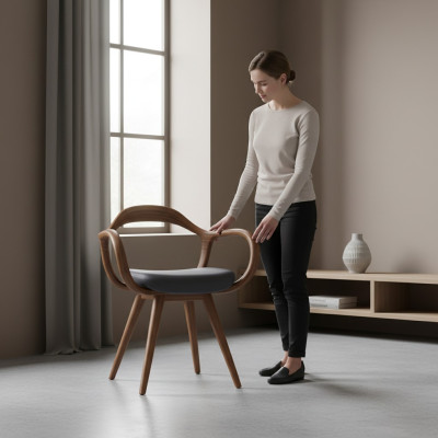 Stühle Wohnzimmer Esszimmer Lehnstuhl Holzstuhl mit Armlehne Esszimmer Möbel