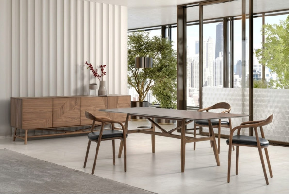 Luxus Set Esszimmer 6tlg Essgarnitur Essgruppe Set Tisch 4x Stuhle mit Anrichte