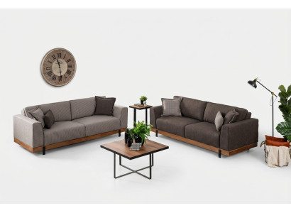 Luxus Sofagarnitur Set Braunes Sofa 3+3 Sitzer Stoffsofa Luxus Designen