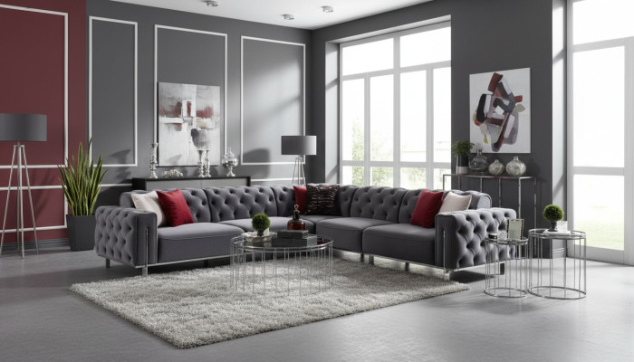 Chesterfield Eckgarnitur Eckcouch Sofa Couch Polster Ecksofa Möbel