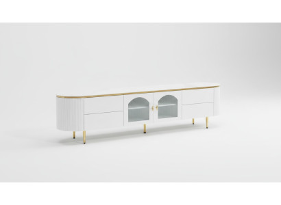 Ovaler Fernseh Ständer rtv Lowboard tv Sideboard Wohnzimmer Holz Möbel