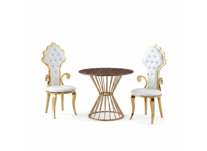 Esstisch Kaffeetisch Wohnzimmer Gold Luxus Design Rund Tisch Edelstahl