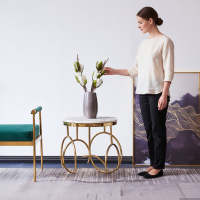 Beistelltisch Tisch Beistell Designer Möbel Gold Rund Edelstahl Tisch