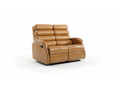 Moderne Zweisitzer Couch Kunstleder Design Sofa Sitz Wohnzimmer Möbel Braun