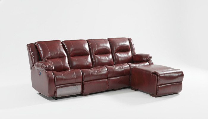 Sofa 4 Sitzer Polster Kunstleder Wohnlandschaft Sofas Pouffe Luxus Möbel Neu