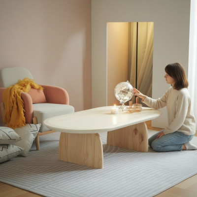 Couchtisch Tisch Beistelltisch Wohnzimmer Holz Modern Luxus Beige Neu