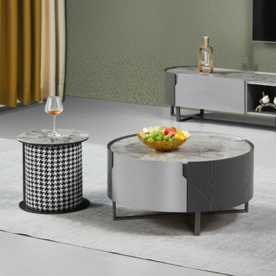 Couchtisch Runder Set 2 tlg. Beistelltisch Wohnzimmer Tische Design Neu