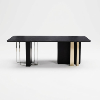 Großer Schwarzer Esstisch Esszimmer Möbel Holztisch Tisch Edelstahl