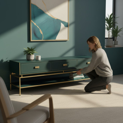 Modernes Lowboard Luxus TV-Ständer Wohnzimmermöbel Grün rtv tv Möbel