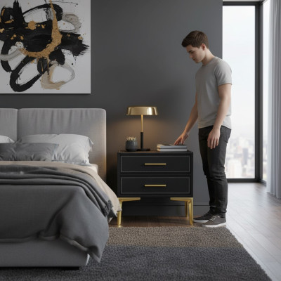 Nachttisch Luxus schwarz Schlafzimmer Neu Design Möbel Stil Modern