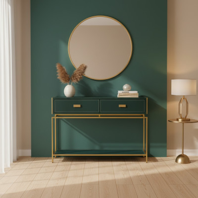 Konsolen Tisch Grün Wohnzimmer Möbel Holz Edelstahl Möbel Luxus Sideboard