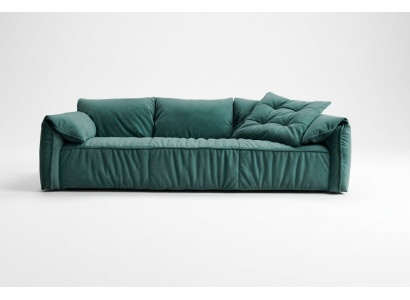 Blauer Dreisitzer Wohnzimmer Sofas 3-Sitzer Couch Textil Möbel Stoff Sofas