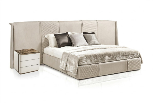 Beige Schlafzimmer Garnitur Doppelbett 2x Nachttische Designer Möbel 3tlg