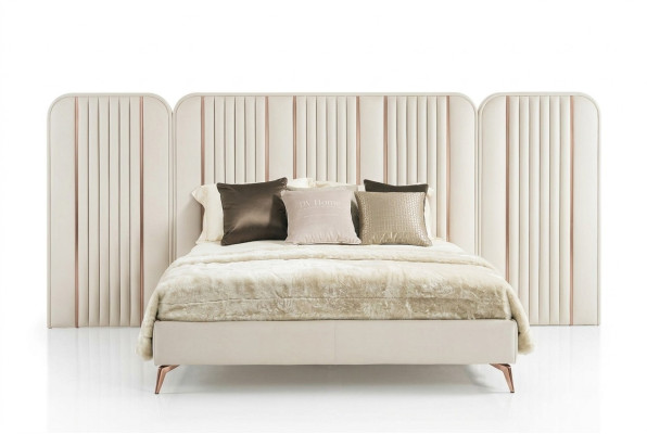 Schlafzimmer Doppelbett Beiges Bettgestell Kingsize Bett Luxus Möbel
