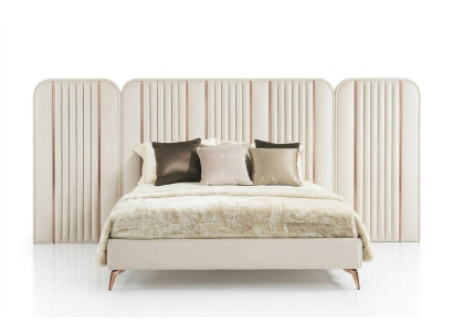 Schlafzimmer Doppelbett Beiges Bettgestell Kingsize Bett Luxus Möbel