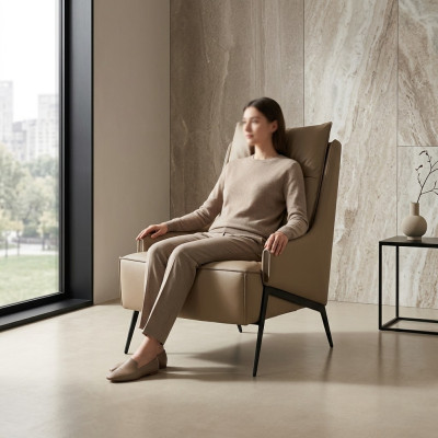 Sessel 1 Sitzer Kunstleder Lounge Luxus Polster Relax Möbel Design Couch