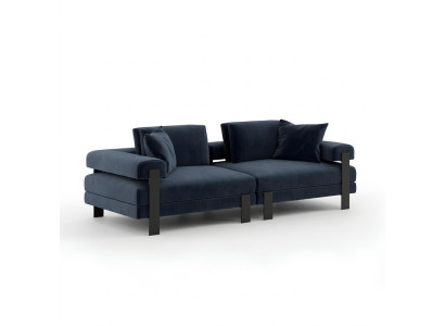 Sofa 2 Sitzer Polstersofa Blau Textill Design Modern Couch Sofas Luxus