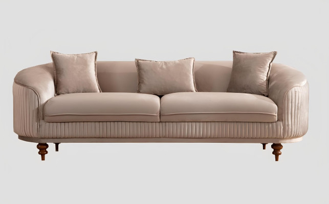 Sofa Couch Samt Polster Sitz 321 Sitzer Garnitur Design Holz Sofas Neu