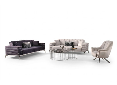 Luxus Sofagarnitur 321 Modern Set Design Sofa Polster Couch Grau Neu