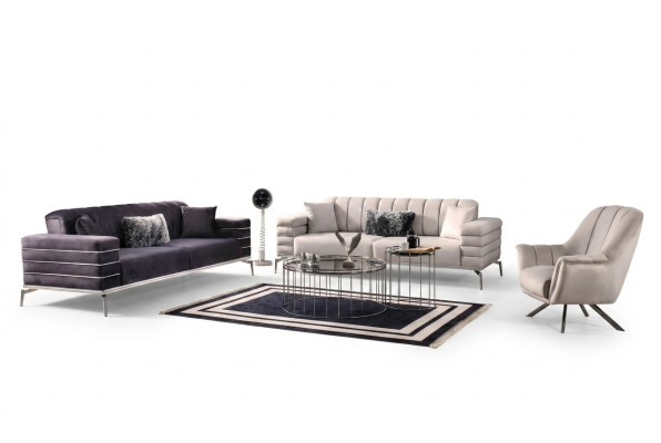 Sofa Samt Polster Sitz 3311 Design Sofas Metall Garnitur Couchen Neu