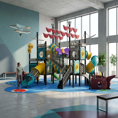 Spielplatz Schiff Turm Rutsche Outdoor Kunststoffschlitten Kinder Spielplätze