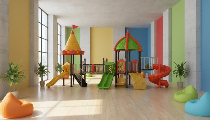 Spielplatz Spielhaus Toys Outdoor Bunter Kinderanimation mit Rutschen