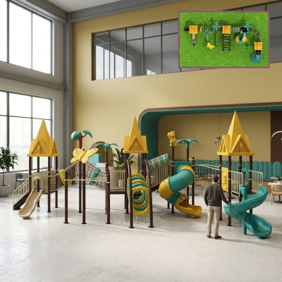 Spielplatz im Freien für Kinder Spielplatz Rutschen Kinderkletterwand
