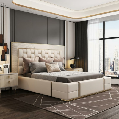 Luxus Schlafzimmer Bett Polster Design Luxus Doppel Betten Möbel Neu